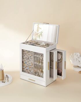 Five Layer Jewellery Organiser Box With Side Drawers, 3 of 9