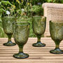 Set Of Four Botanical Fern Green Wine Goblets, thumbnail 3 of 8