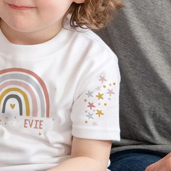 Personalised Modern Rainbow Kids T Shirt, 5 of 5
