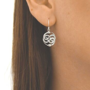 Sterling Silver Twisted Snake Dangly Earrings, 2 of 6