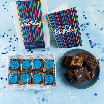 'Happy Birthday Stripes' Luxury Brownie Gift Box, 2 of 3