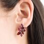 Large Red Gemstone Cluster Earrings In Sterling Silver And Gold, thumbnail 8 of 12