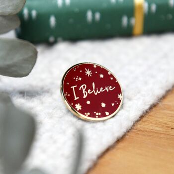 'I Believe' Red Enamel Pin Badge, 8 of 12