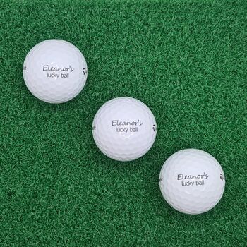 Three Branded Golf Balls Personalised With ''.. ..'S Lucky Ball!'', 3 of 6