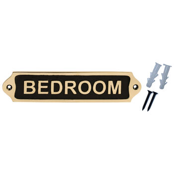 Bedroom Door Sign Plaque Antique Brass Finish, 5 of 5