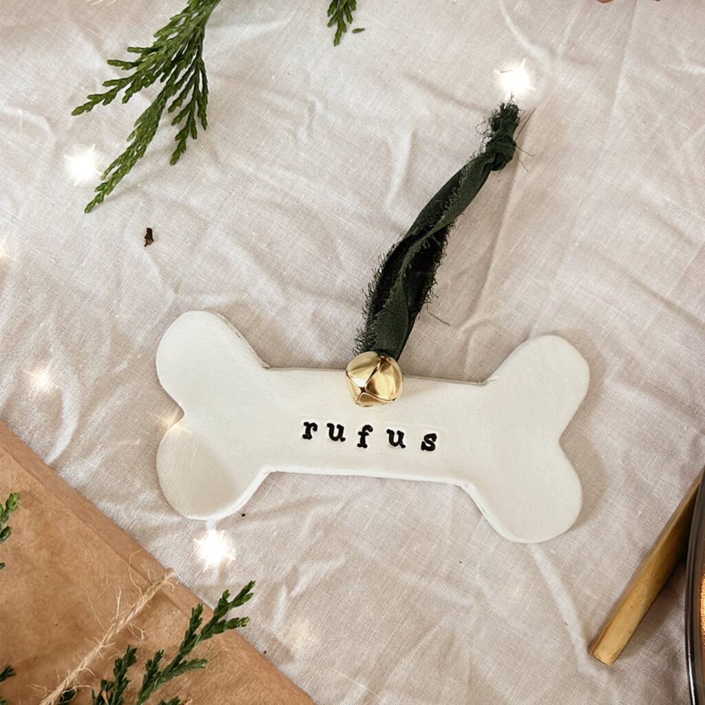 Personalised Dog Bone Bauble Tree Decoration, 1 of 3