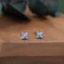 Aquamarine Blue Cz Flower Stud Earrings, thumbnail 6 of 11