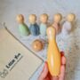 Wooden Skittles Bowling Set With Cotton Keepsafe Bag, thumbnail 3 of 5