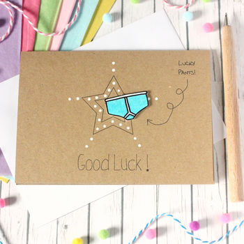 Personalised Good Luck Card With Lucky Pants, 3 of 8