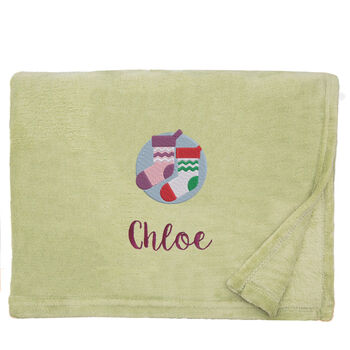 Personalised Christmas Stockings Christmas Snuggle Blanket, 11 of 12