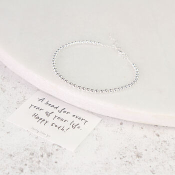 Sterling Silver 50th Birthday 50 Beads Bracelet, 4 of 7