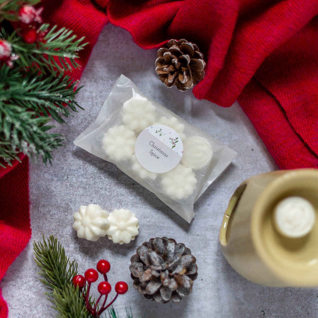 Twelve Christmas Spice Flower Shaped Wax Melts By Chalk and Cheese