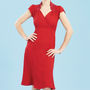 Forties Style Dress With Sweetheart Neckline In Ruby, thumbnail 1 of 3