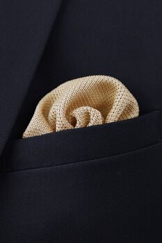 Wedding Handmade Polyester Knitted Pocket Square In Beige, 2 of 10