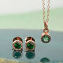 Emerald May Birthstone Rose Gold Stud Earrings, thumbnail 4 of 5