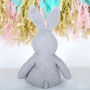 Organic Grey Bunny Rabbit In Personalised Bag, thumbnail 3 of 4