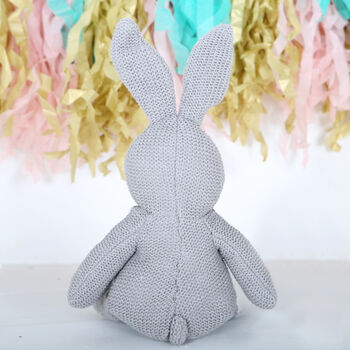 Organic Grey Bunny Rabbit In Personalised Bag, 3 of 4