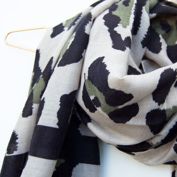 Leopard Print Stripe Personalised Summer Scarf, 2 of 12