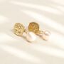Tora 24 Carat Gold Plated Disc Pearl Earrings, thumbnail 1 of 6