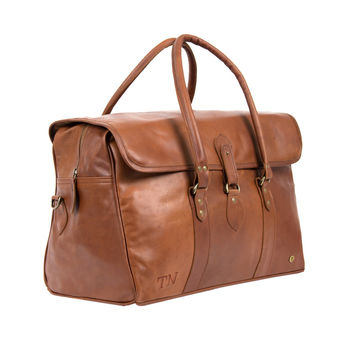 Personalised Leather Drake Strapped Weekender, 4 of 11