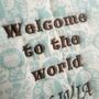 Welcome To The World, Hanging Fabric Kite, Turquoise Cotton With Baby Animal Print And Four Fabric Bows, thumbnail 10 of 11