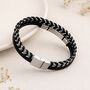 Personalised Mens Black Leather And Stainless Steel ID Bar Bracelet, thumbnail 1 of 10