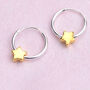 Gold Star Charm Huggie Hoop Earrings, thumbnail 3 of 6