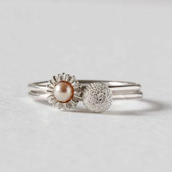 Dahlia Bud Freshwater Pearl Ring – Silver, 5 of 7