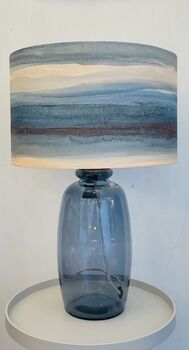 41cm Midnight Recycled Glass Lamp With Linen Flex, 2 of 2