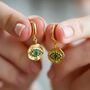 Crystal Eye Charm Huggie Hoop Earrings In Gold Plating, thumbnail 1 of 11