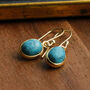 Gold Plated Turquoise Oval Earrings, thumbnail 2 of 4