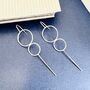 Sterling Silver Double Circle Ear Cuff Earrings, thumbnail 2 of 7