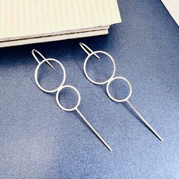 Sterling Silver Double Circle Ear Cuff Earrings, 2 of 7
