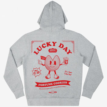 Lucky Day Fortune Cookies Unisex Grey Hoodie, 2 of 2