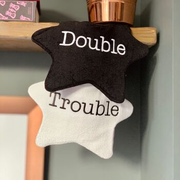 'Double Trouble' Baby Bib Set For Twins, 2 of 4