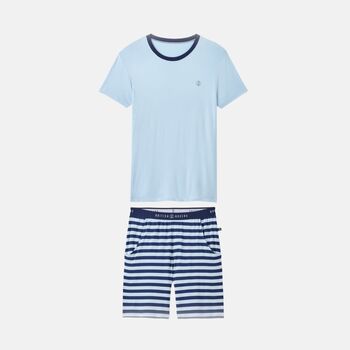 Men's 'Skyline' Bamboo Short Pyjama Set, 2 of 4