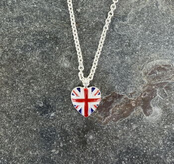 British Union Jack Petite Heart Shaped Necklace, 2 of 4