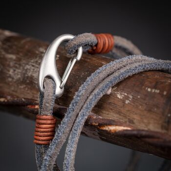 Men's Suede Leather Double Wrap Bracelet, 4 of 10
