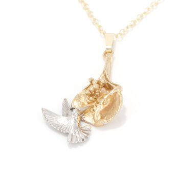 Humingbird And Arum Lily Pendant In Solid Gold, 2 of 2