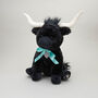 Medium Longhorn Highland Black 23cm Cow With Personalised Heart, thumbnail 1 of 9