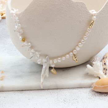 Statement Pearl Necklace With Gold Plated Seashells, 7 of 7