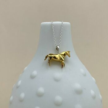 Personalised Rose Gold Plated Origami Horse Necklace, 6 of 7