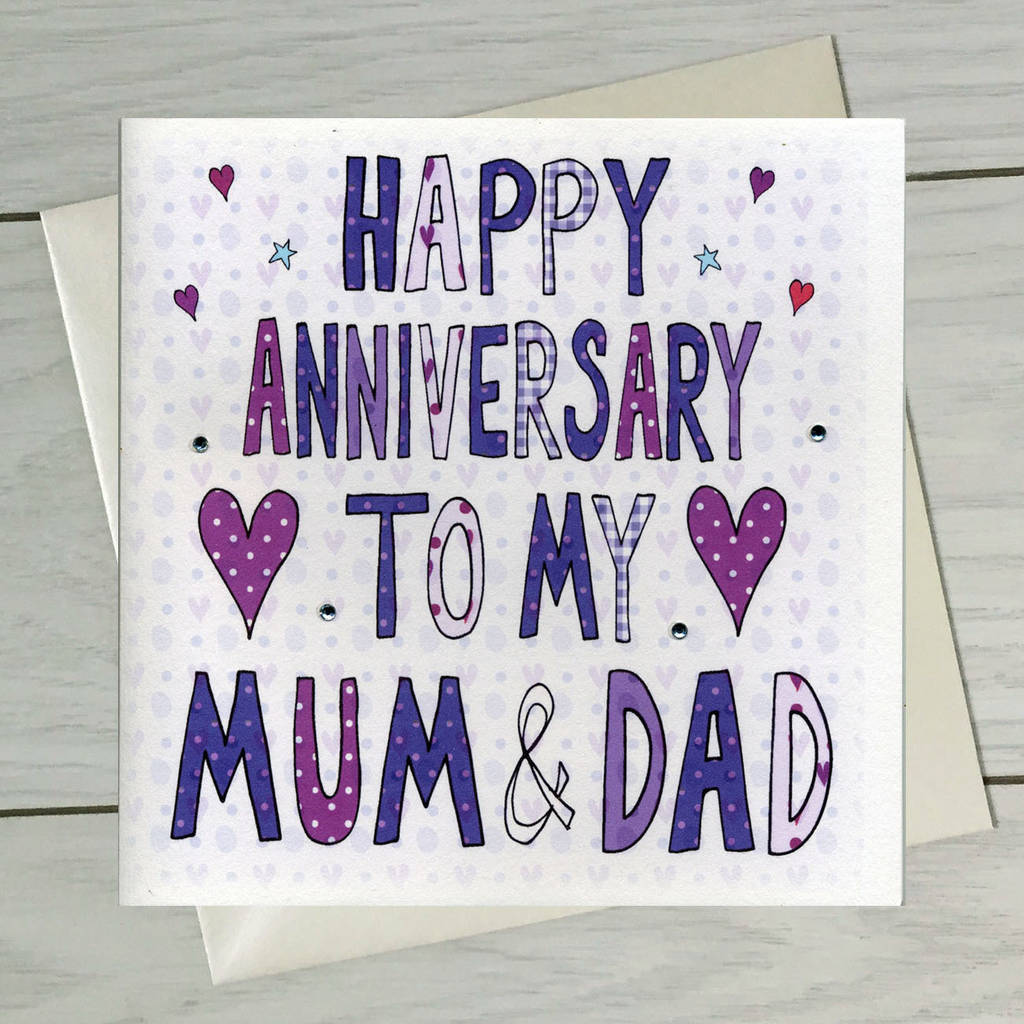 personalised mum and dad anniversary book card