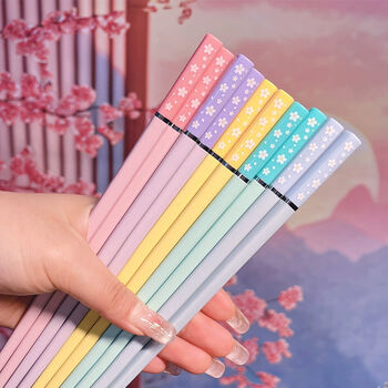 Five Pairs Cherry Blossom Fiberglass Chopsticks Gift, 4 of 4