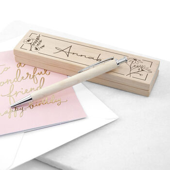 Personalised Wooden Floral Pen Set, 2 of 5