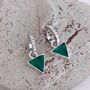 The Triangle Green Onyx Earrings, Silver, thumbnail 1 of 6
