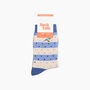 Embroidered Blue Tits Combed Cotton Socks In Blue, thumbnail 4 of 4