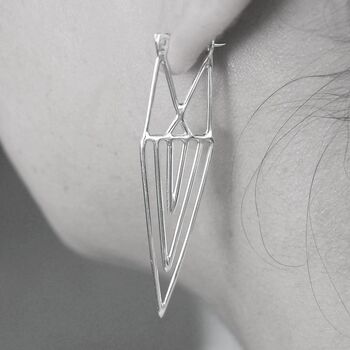 Aztec Geometric Sterling Silver Drop Earrings, 2 of 5
