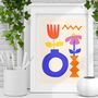 Geometric Botanical Vases Modern Floral Art Print, thumbnail 1 of 4