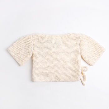 Embroidered Baby Ballet Cardigan Knitting Kit Natural Cream And Granite, 3 of 9